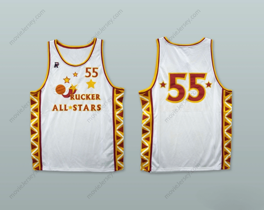 CAMISETA DE BALONCESTO BLANCA "RUCKER ALL STARS 55" ESTILO HOT CHILE DE 1996, PERSONALIZABLE CON CUALQUIER NOMBRE Y NÚMERO, TALLAS S-6XL, BORDADO.