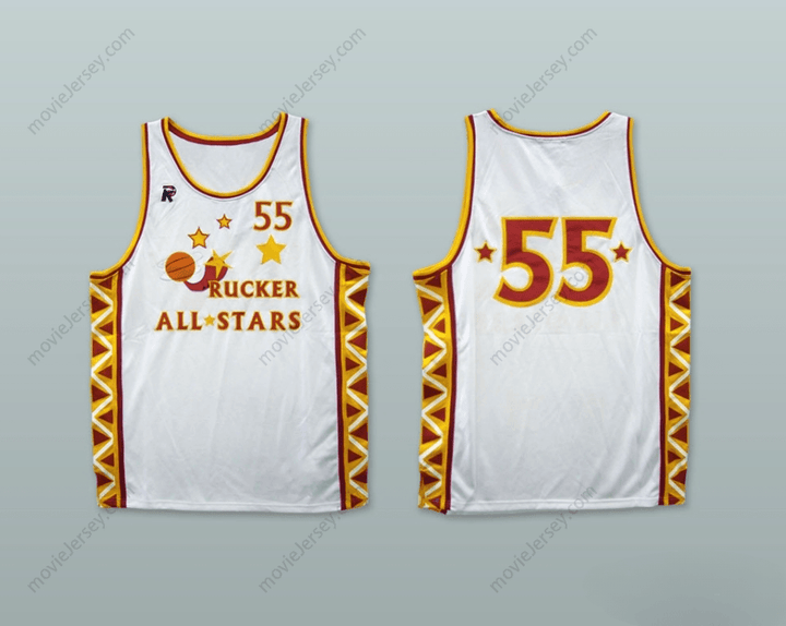 CAMISETA DE BALONCESTO BLANCA "RUCKER ALL STARS 55" ESTILO HOT CHILE DE 1996, PERSONALIZABLE CON CUALQUIER NOMBRE Y NÚMERO, TALLAS S-6XL, BORDADO.