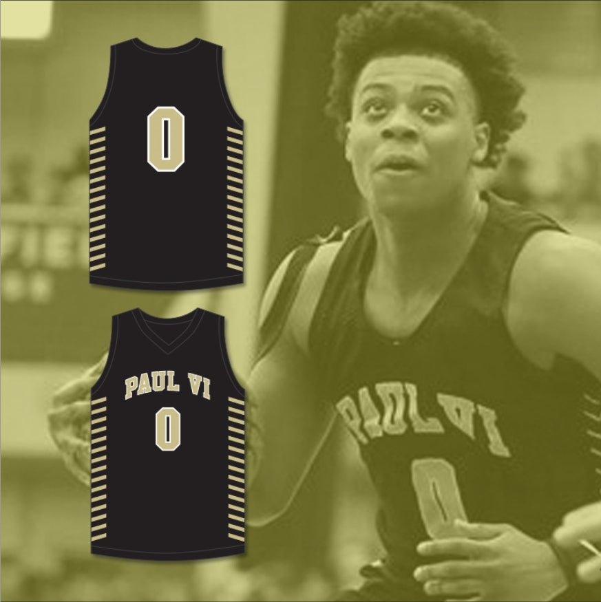 Custom Trevor Keels 0 Paul VI Catholic High School Panthers Black Basketball Jersey