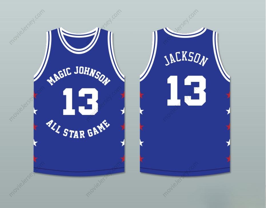 PERSONALIZA CUALQUIER Nombre Número MARK JACKSON 13 MAGIC JOHNSON CAMISETA BALONCESTO AZUL ALL STAR GAME 1989 EVENTO BENÉFICO MIDSUMMER NIGHT'S MAGIC Bordado Tallas S-6XL
