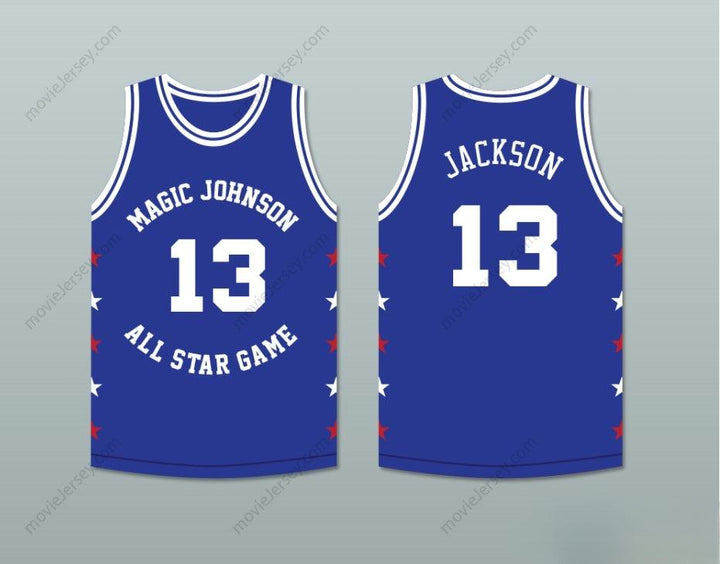 PERSONALIZA CUALQUIER Nombre Número MARK JACKSON 13 MAGIC JOHNSON CAMISETA BALONCESTO AZUL ALL STAR GAME 1989 EVENTO BENÉFICO MIDSUMMER NIGHT'S MAGIC Bordado Tallas S-6XL
