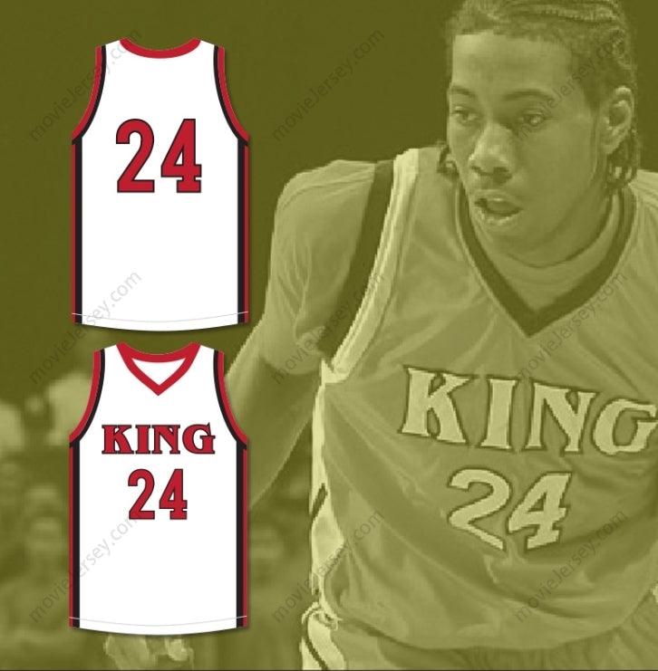 PERSONALIZA Cualquier Nombre Número KAWHI LEONARD 24 MARTIN LUTHER KING HIGH SCHOOL CAMISETA DE BALONCESTO BLANCA 1 Parte Superior Cosida S-6XL