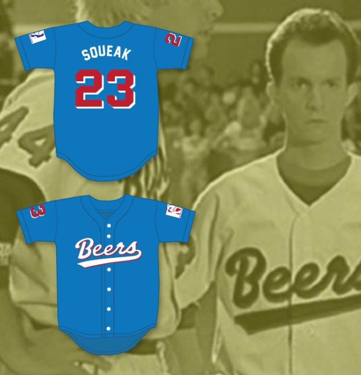 Personalizado Cualquier Nombre Número KENNY 'SQUEAK' SCOLARI 23 BEERS BASEKETBALL AZUL CAMISETA DE BÉISBOL Cosida S-6XL