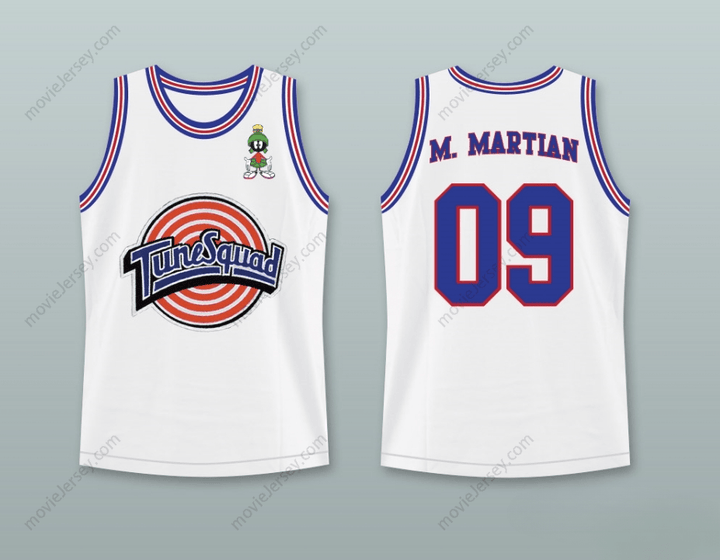 CAMISETA DE BALONCESTO PERSONALIZADA CON CUALQUIER NOMBRE Y NÚMERO SPACE JAM MARVIN EL MARCIANO 09 TUNE SQUAD CON PARCHE DE MARVIN EL MARCIANO Cosido Tallas S-6XL