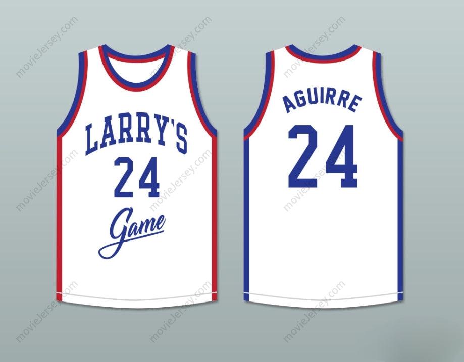 PERSONALIZA CUALQUIER Nombre Número MARK AGUIRRE 24 CAMISETA DE BALONCESTO BLANCA LARRY'S GAME 1988 EVENTO BENÉFICO Costura Superior S-6XL