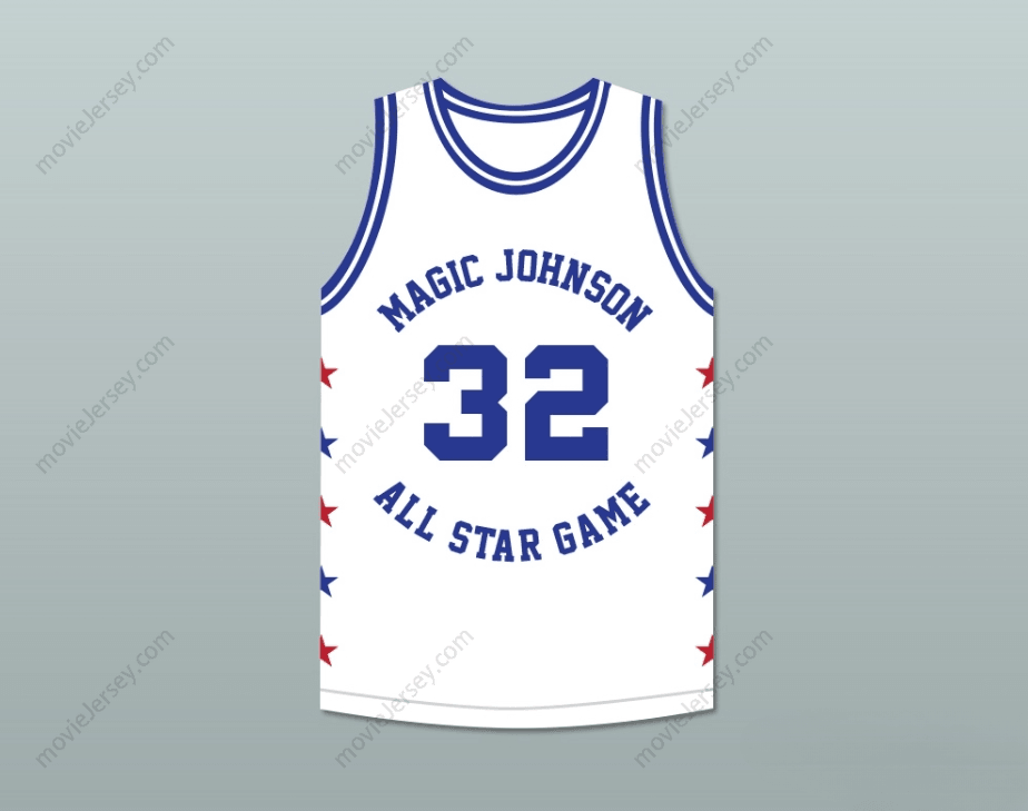 CAMISETA DE BALONCESTO BLANCA PERSONALIZADA CUALQUIER Nombre Número HERB WILLIAMS 32 MAGIC JOHNSON ALL STAR GAME 1989 EVENTO BENÉFICO MIDSUMMER NIGHT'S MAGIC con costuras superiores S-6XL