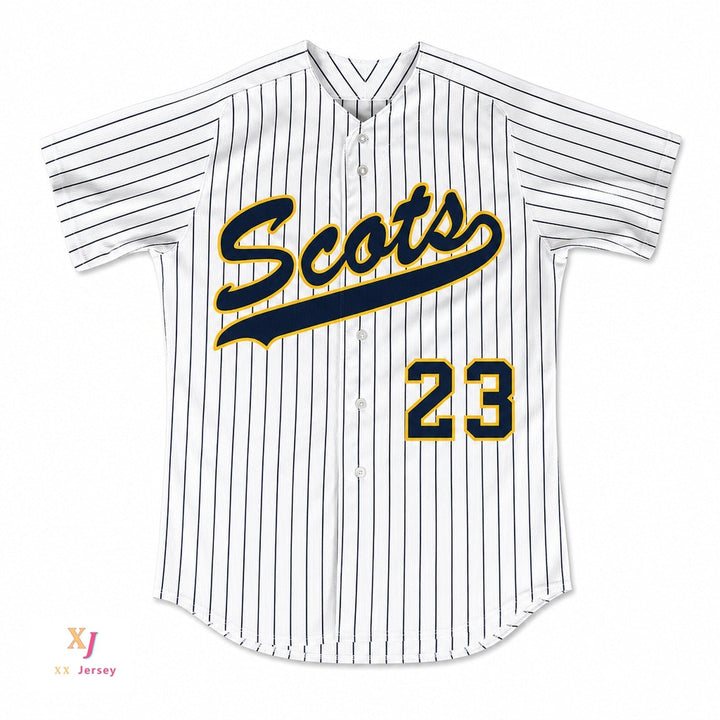 Camiseta de béisbol a rayas blancas de los Scots de la escuela secundaria Highland Park, número 23 de Clayton Kershaw, con cualquier nombre y número personalizado, doble costura, tallas S-6XL