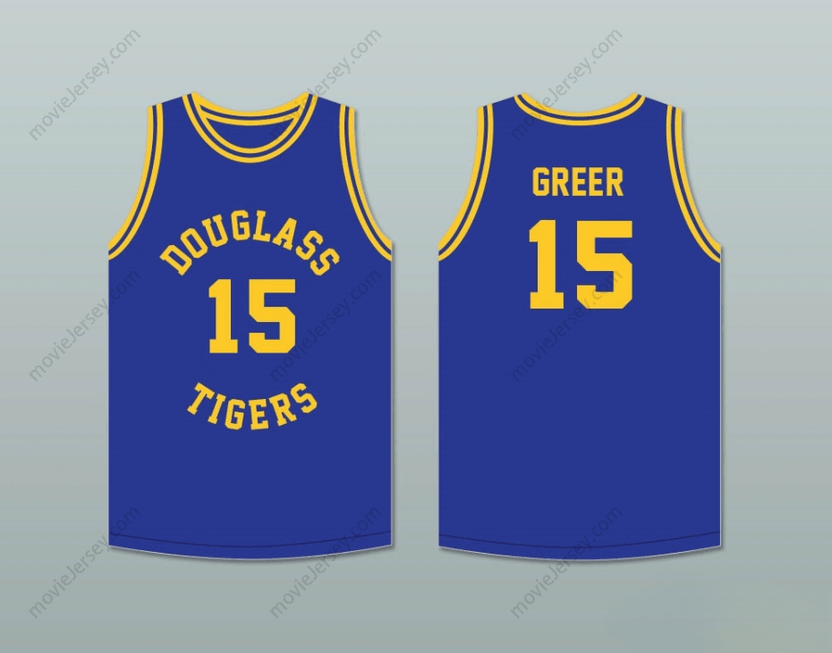 CUSTOM ANY Name Number HAL GREER 15 FREDERICK DOUGLASS JUNIOR AND SENIOR HIGH SCHOOL TIGERS BLUE BASKETBALL JERSEY 2 Top Stitched S-6XL