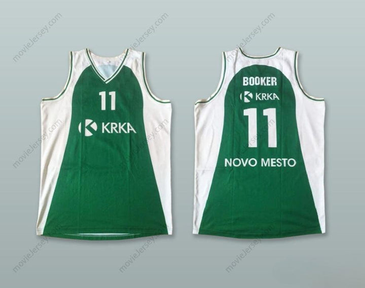 PERSONALIZADA cualquier nombre y número CAMISETA DE BALONCESTO VERDE BOOKER 11 KK KRKA NOVO MESTO ESLOVENIA, con costuras, tallas S-6XL