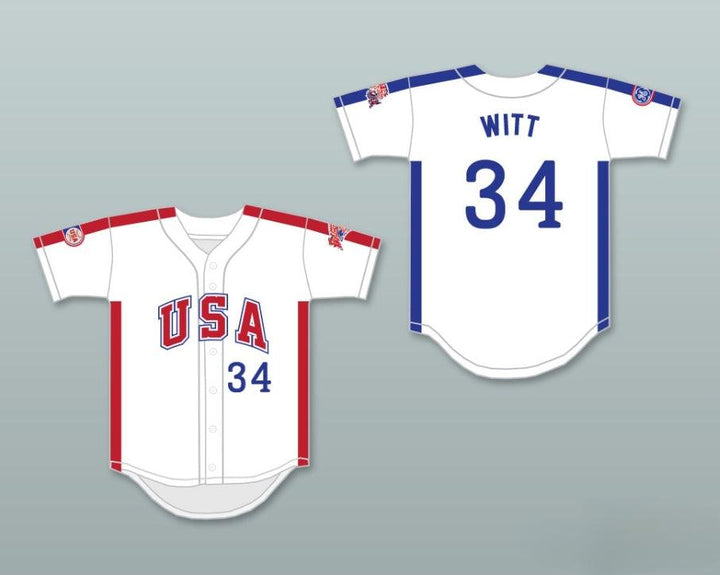 Personalizado Cualquier Nombre Número BOBBY WITT 34 1984 USA TEAM CAMISETA DE BÉISBOL BLANCA CON BOTONES Coseada S-6XL