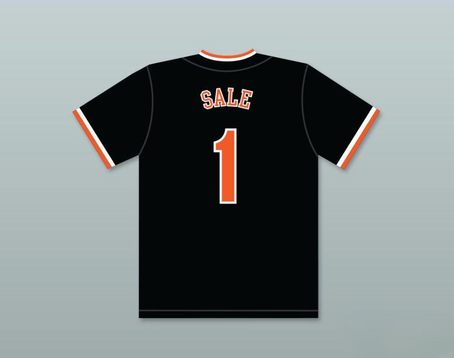 Camiseta de béisbol negra con cualquier nombre y número de CHRIS SALE 1 DREADNAUGHTS DE SECUNDARIA, 2 costuras superiores, tallas S-6XL