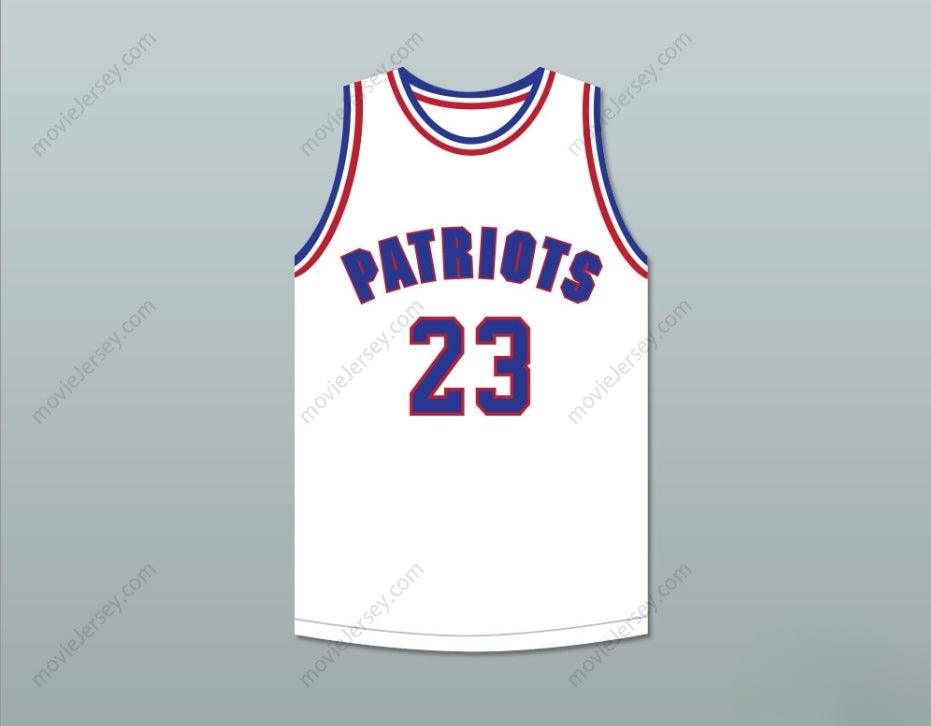 PERSONALIZABLE Cualquier Nombre Número NOAH GREGGORY 23 WILL FOSTER HIGH SCHOOL PATRIOTS CAMISETA DE BALONCESTO BLANCA ZAPATILLAS ROJAS Costura Superior S-6XL