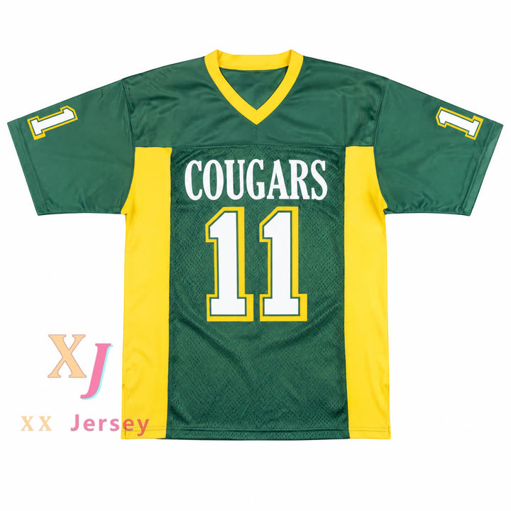 PERSONALIZADO Cualquier Nombre Número RUSSELL WILSON 11 ESCUELA UNIVERSITARIA COUGARS VERDE CAMISETA DE FÚTBOL Top Cosido S-6XL