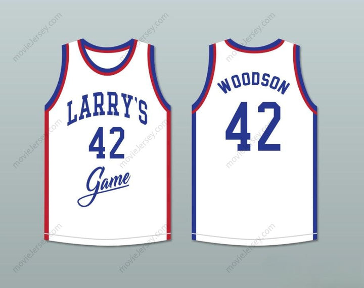 PERSONALIZADA Cualquier Nombre Número MIKE WOODSON 42 JUEGO DE LARRY CAMISETA BALONCESTO BLANCA 1988 EVENTO BENÉFICO Costura Superior S-6XL