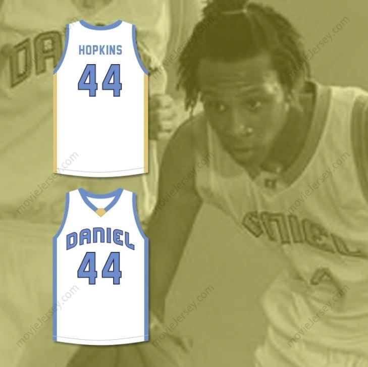 CAMISETA DE BALONCESTO BLANCA PERSONALIZADA DEANDRE HOPKINS 44 D. W. DANIEL HIGH SCHOOL LIONS BORDADA Tallas S-6XL