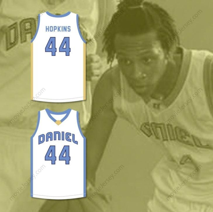 CAMISETA DE BALONCESTO BLANCA PERSONALIZADA DEANDRE HOPKINS 44 D. W. DANIEL HIGH SCHOOL LIONS BORDADA Tallas S-6XL