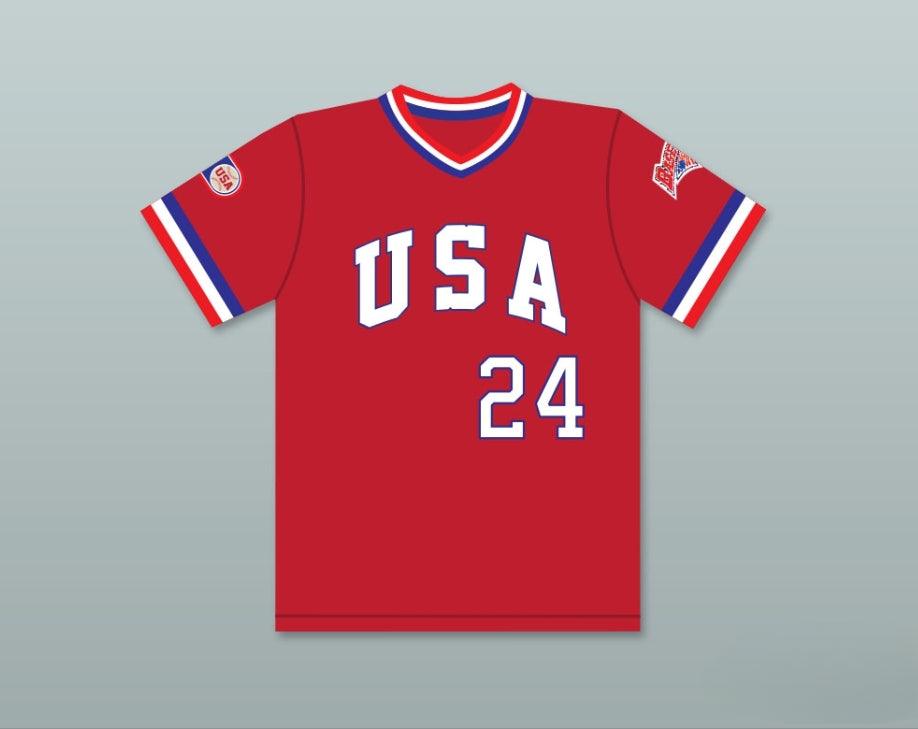 Personalizada Cualquier Nombre Número B.J. SURHOFF 24 1984 Equipo de EE. UU. Camiseta de Béisbol Roja Cosida Tallas S-6XL