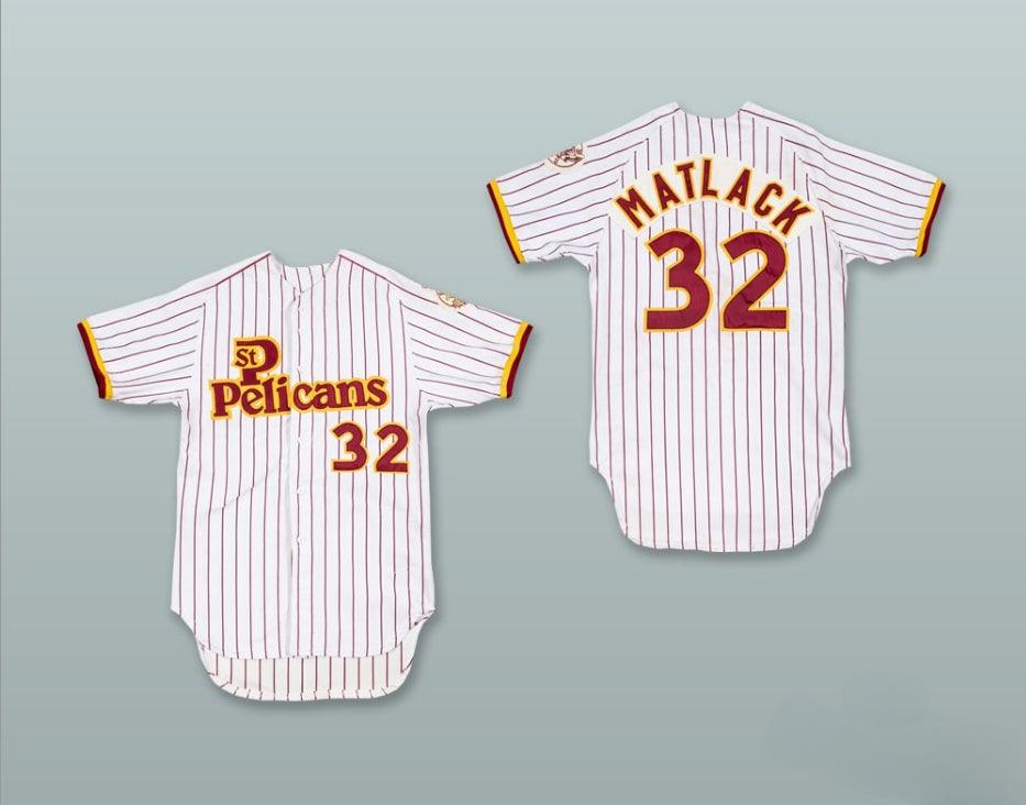 Custom Any Name Number JON MATLACK 32 ST  PELICANS WHITE PINSTRIPED BASEBALL JERSEY Top Stitched S-6XL