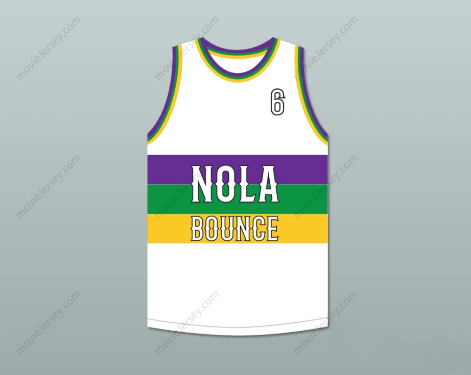 PERSONALIZA CUALQUIER Nombre Número HOT BOY RONALD 6 NOLA BOUNCE Camiseta de BALONCESTO Blanca con Costuras S-6XL