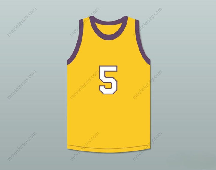 PERSONALIZABLE cualquier nombre número SAFFRON JOHNSON 5 CAMISETA BALONCESTO AMARILLA MADTV SKIT Cosido S-6XL