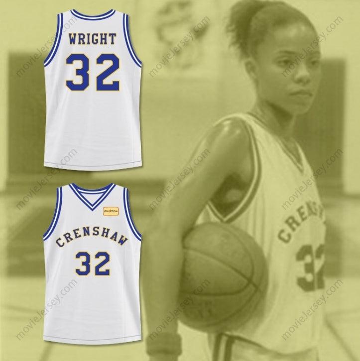 PERSONALIZADO Cualquier Nombre Número MONICA WRIGHT 32 CAMISETA BALONCESTO INSTITUTO CRENSHAW CON AMOR Y BALONCESTO PARCHE Cosido S-6XL