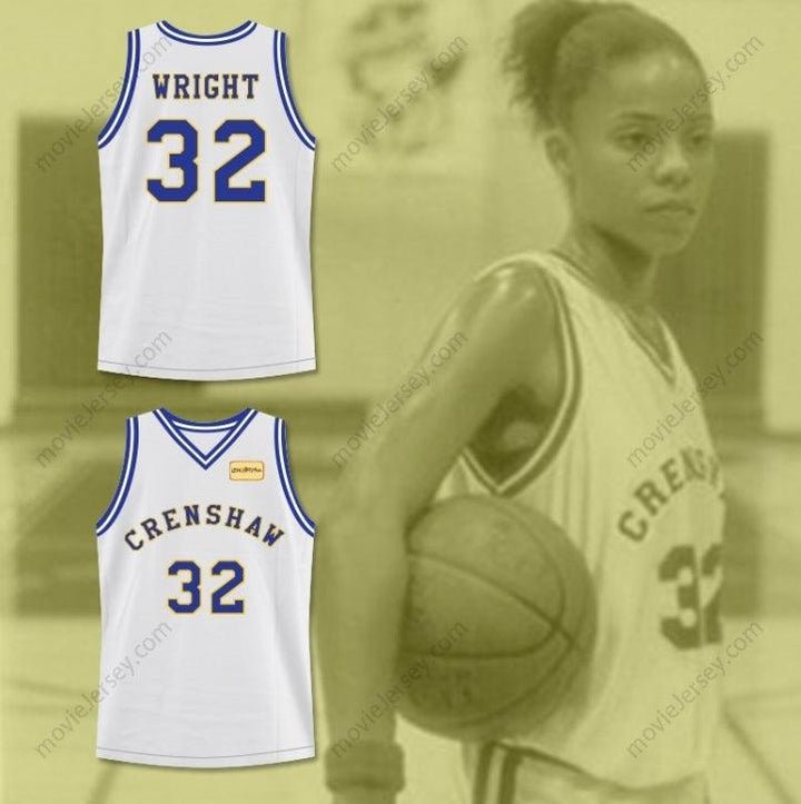 PERSONALIZADO Cualquier Nombre Número MONICA WRIGHT 32 CAMISETA BALONCESTO INSTITUTO CRENSHAW CON AMOR Y BALONCESTO PARCHE Cosido S-6XL