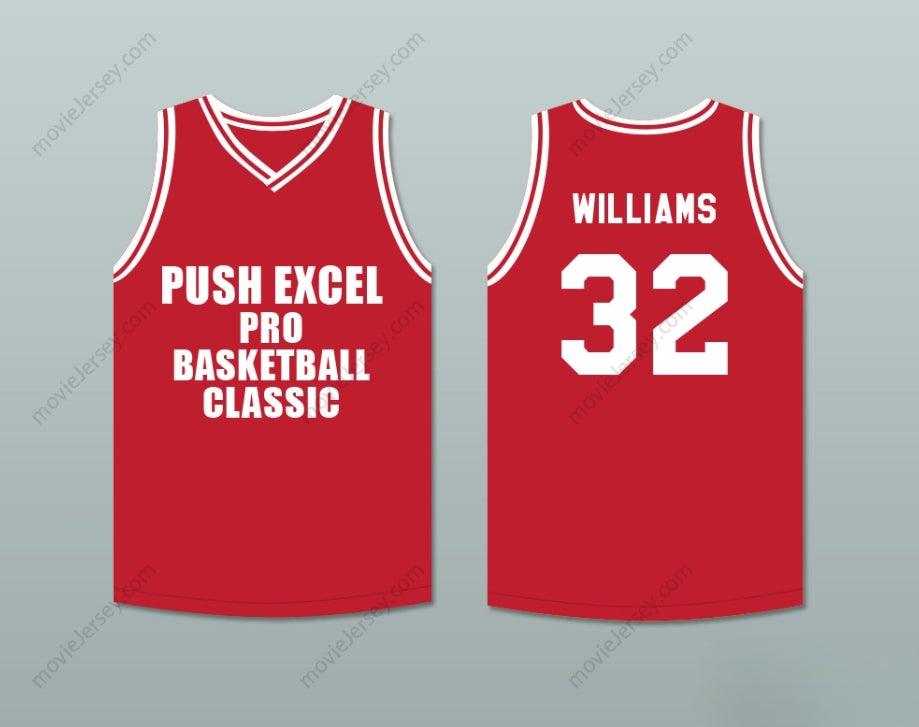 CUSTOM ANY Name Number HERB WILLIAMS 32 PUSH EXCEL PRO BASKETBALL CLASSIC RED BASKETBALL JERSEY 1988 CHARITY EVENT Top Stitched S-6XL