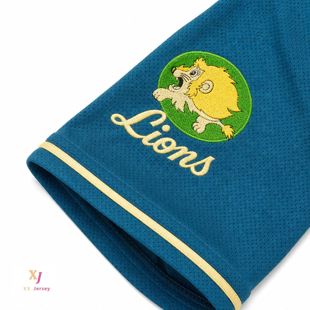 Camiseta de béisbol con botones SEIBU LIONS TEAL, personalizada con cualquier nombre y número, cosida S-6XL