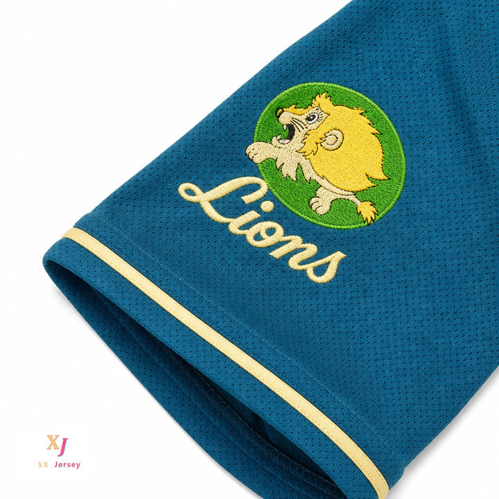 Camiseta de béisbol con botones SEIBU LIONS TEAL, personalizada con cualquier nombre y número, cosida S-6XL