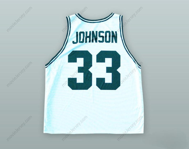 PERSONALIZADA Cualquier Nombre Número MAGIC JOHNSON 33 CAMISETA DE BALONCESTO BLANCA Cosida Tallas S-6XL