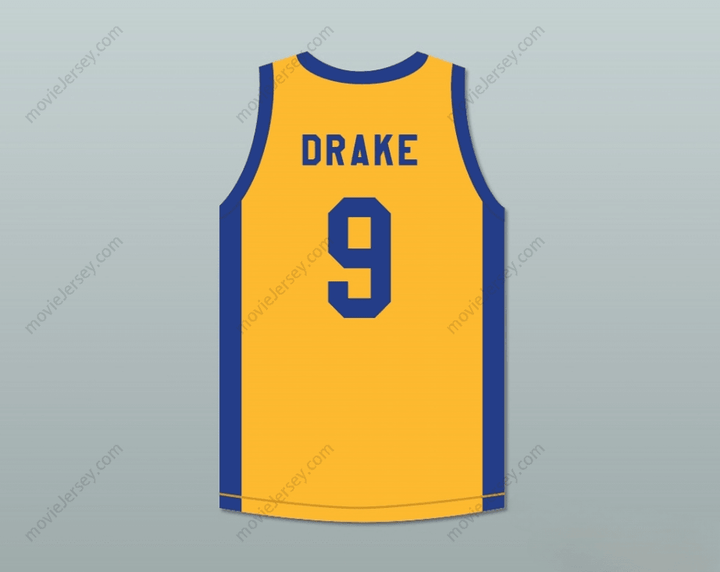 PERSONALIZADO Cualquier Nombre Número DRAKE 9 DEGRASSI COMMUNITY SCHOOL PANTHERS CAMISETA DE BALONCESTO VISITANTE CON PARCHE Cosido Tallas S-6XL