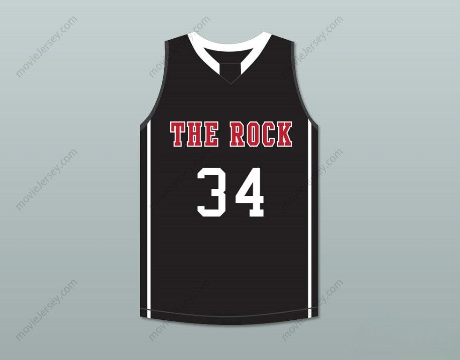 PERSONALIZAR Cualquier Nombre Número JOEL EMBIID 34 THE ROCK HIGH SCHOOL CAMISETA NEGRA BALONCESTO Cosida Tallas S-6XL
