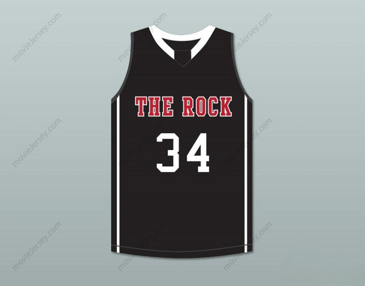 PERSONALIZAR Cualquier Nombre Número JOEL EMBIID 34 THE ROCK HIGH SCHOOL CAMISETA NEGRA BALONCESTO Cosida Tallas S-6XL