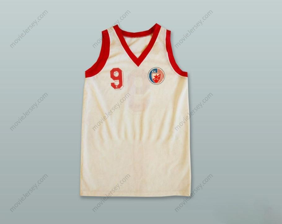 PERSONALIZADO Cualquier Nombre Número KK CRVENA ZVEZDA 9 ESTRELLA ROJA BELGRADO SERBIA CAMISETA DE BALONCESTO BLANCA Parte Superior Cosida S-6XL