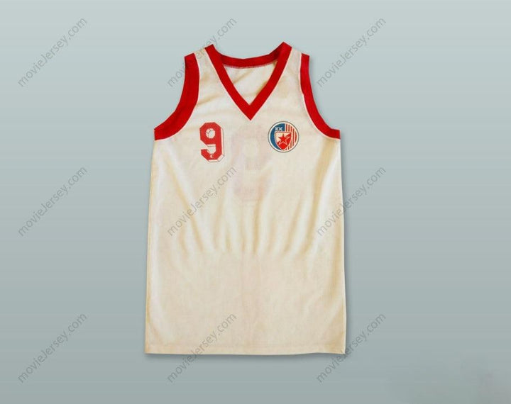 PERSONALIZADO Cualquier Nombre Número KK CRVENA ZVEZDA 9 ESTRELLA ROJA BELGRADO SERBIA CAMISETA DE BALONCESTO BLANCA Parte Superior Cosida S-6XL