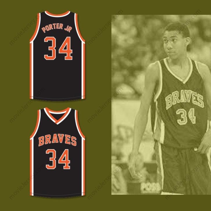 PERSONALIZADA CUALQUIER Nombre Número OTTO PORTER JR. 34 SCOTT COUNTY CENTRAL HIGH SCHOOL BRAVES CAMISETA NEGRA DE BALONCESTO 2 Bordado S-6XL