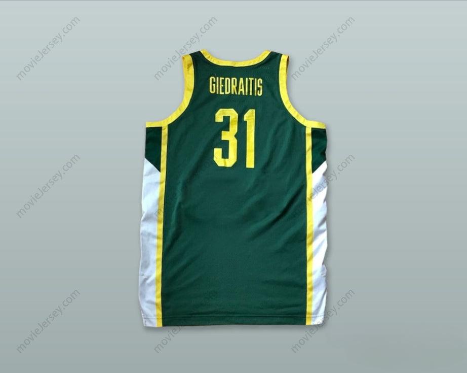 PERSONALIZADO Cualquier Nombre Número ROKAS GIEDRAITIS 31 LITUANIA Camiseta de Baloncesto Verde Cosida Tallas S-6XL