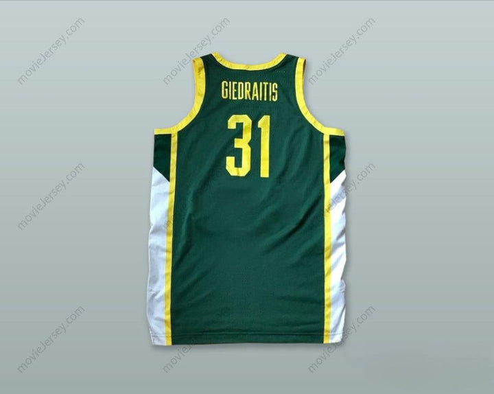 PERSONALIZADO Cualquier Nombre Número ROKAS GIEDRAITIS 31 LITUANIA Camiseta de Baloncesto Verde Cosida Tallas S-6XL
