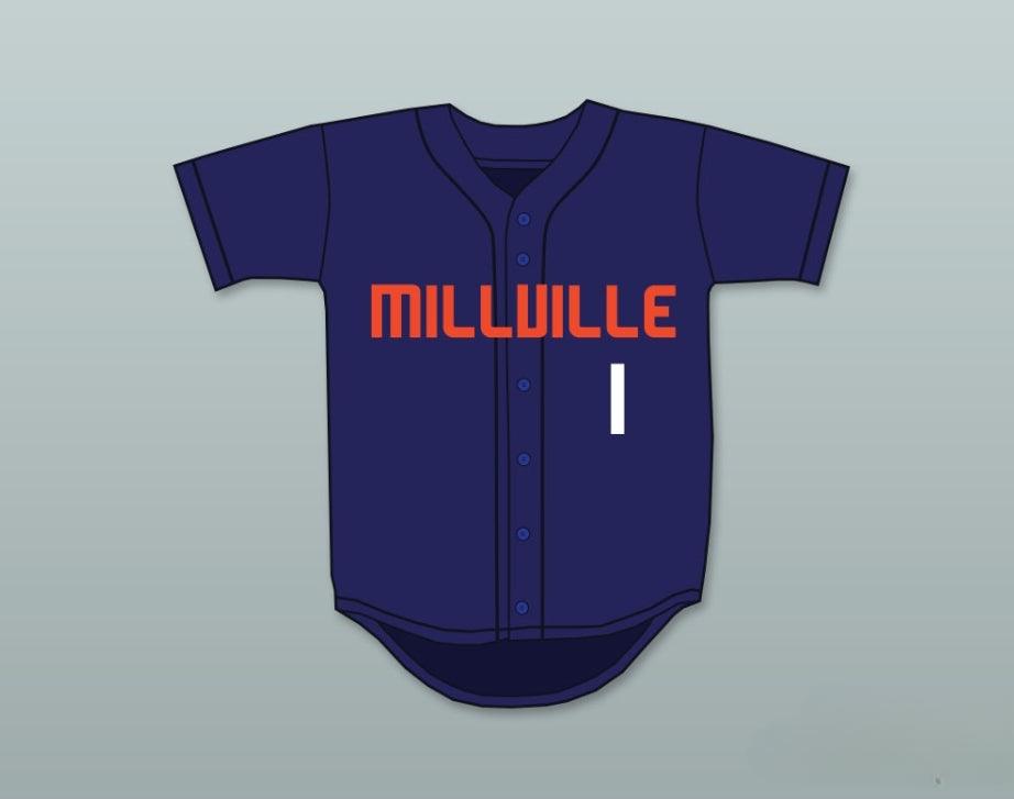 Personaliza Cualquier Nombre Número MIKE TROUT 1 CAMISETA DE BÉISBOL AZUL MARINO THUNDERBOLTS DE PREPARATORIA 1 Superior Cosido S-6XL