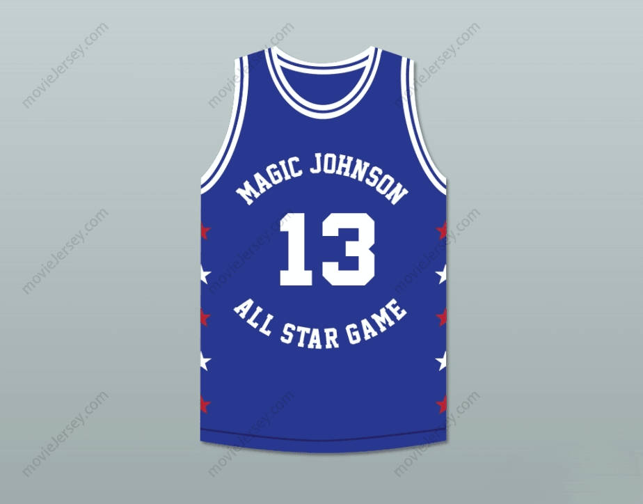PERSONALIZA CUALQUIER Nombre Número MARK JACKSON 13 MAGIC JOHNSON CAMISETA BALONCESTO AZUL ALL STAR GAME 1989 EVENTO BENÉFICO MIDSUMMER NIGHT'S MAGIC Bordado Tallas S-6XL