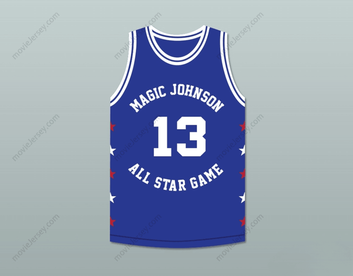 PERSONALIZA CUALQUIER Nombre Número MARK JACKSON 13 MAGIC JOHNSON CAMISETA BALONCESTO AZUL ALL STAR GAME 1989 EVENTO BENÉFICO MIDSUMMER NIGHT'S MAGIC Bordado Tallas S-6XL