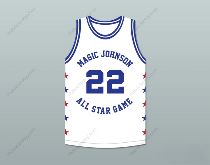PERSONALIZA CUALQUIER Nombre Número CLYDE DREXLER 22 MAGIC JOHNSON CAMISETA DE BALONCESTO BLANCA ALL STAR GAME 1988 EVENTO BENÉFICO MIDSUMMER NIGHT'S MAGIC Parte Superior Cosida S-6XL