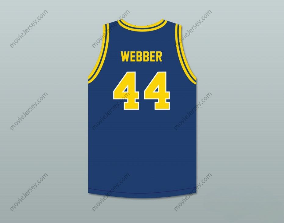 PERSONALIZA Cualquier Nombre Número CHRIS WEBBER 44 DETROIT COUNTRY DAY SCHOOL YELLOWJACKETS AZUL MARINO CAMISETA DE BALONCESTO Cosido S-6XL