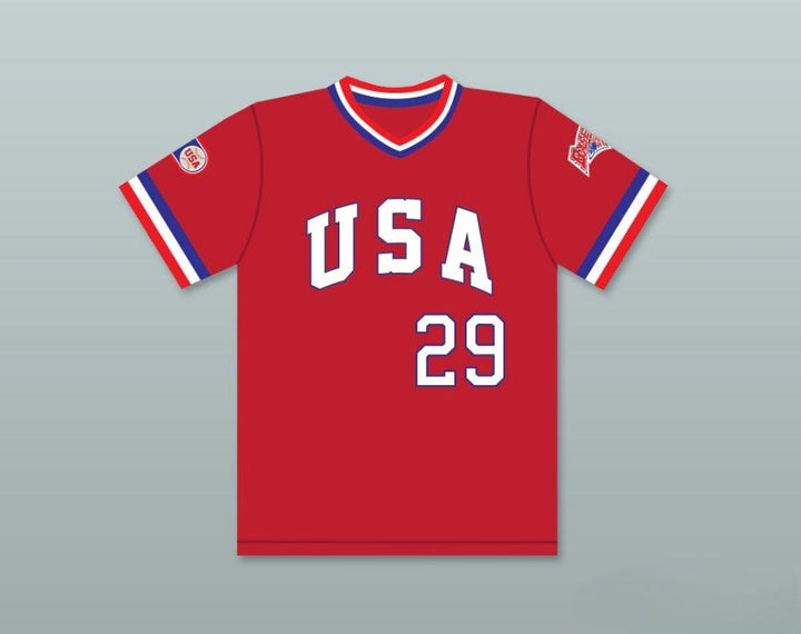 Custom Any Name Number DON AUGUST 29 1984 USA TEAM RED BASEBALL JERSEY Top Stitched S-6XL