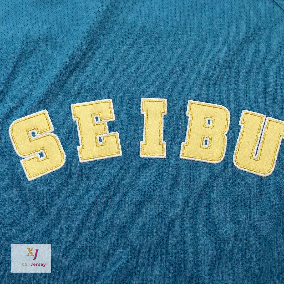 Camiseta de béisbol con botones SEIBU LIONS TEAL, personalizada con cualquier nombre y número, cosida S-6XL