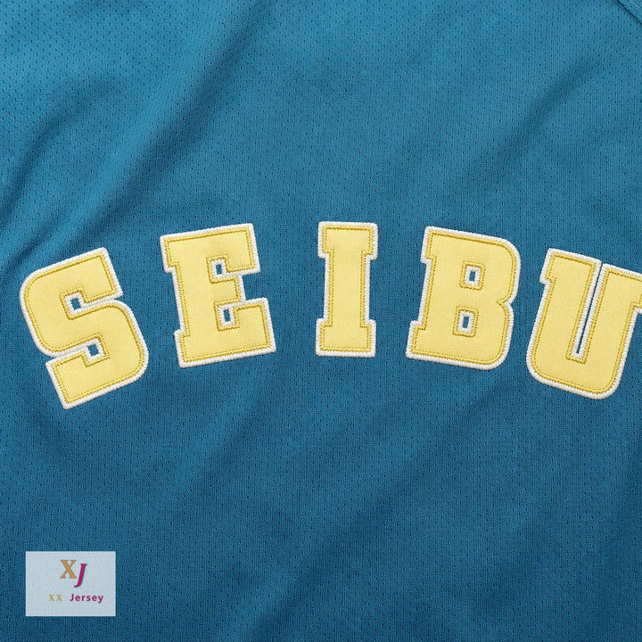 Camiseta de béisbol con botones SEIBU LIONS TEAL, personalizada con cualquier nombre y número, cosida S-6XL