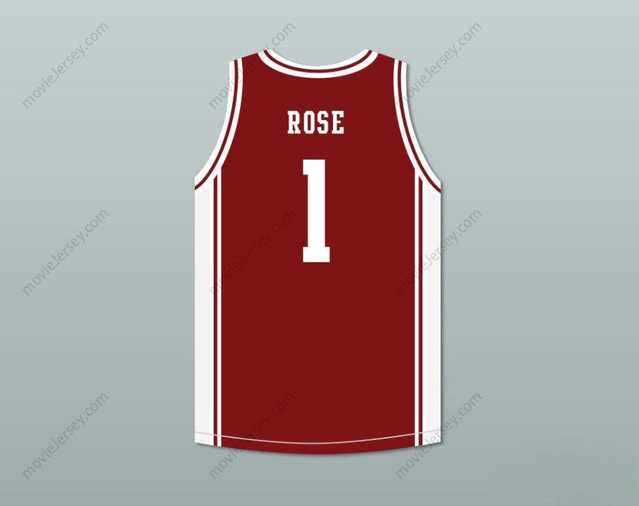 PERSONALIZA CUALQUIER Nombre Número DERRICK ROSE 1 MEAN STREETS EXPRESS CAMISETA BALONCESTO GRANATE AAU Parte Superior Cosida S-6XL