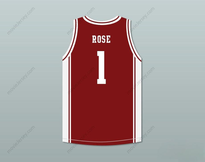 PERSONALIZA CUALQUIER Nombre Número DERRICK ROSE 1 MEAN STREETS EXPRESS CAMISETA BALONCESTO GRANATE AAU Parte Superior Cosida S-6XL