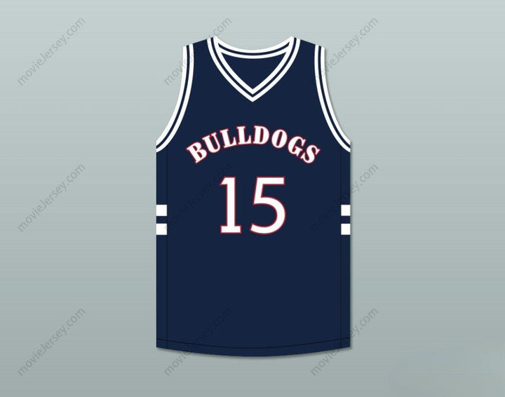 PERSONALIZA Cualquier Nombre Número JERMAINE COLE 15 BULLDOGS HIGH SCHOOL AZUL MARINO CAMISETA BALONCESTO Top Cosido S-6XL