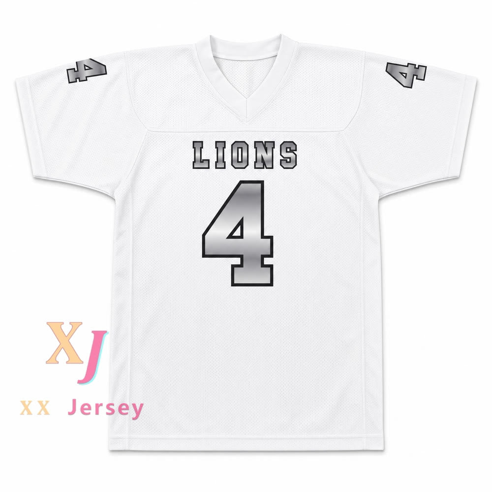 Wyatt Roberts 4 EMCC Lions Alternate Football Jersey — white front view